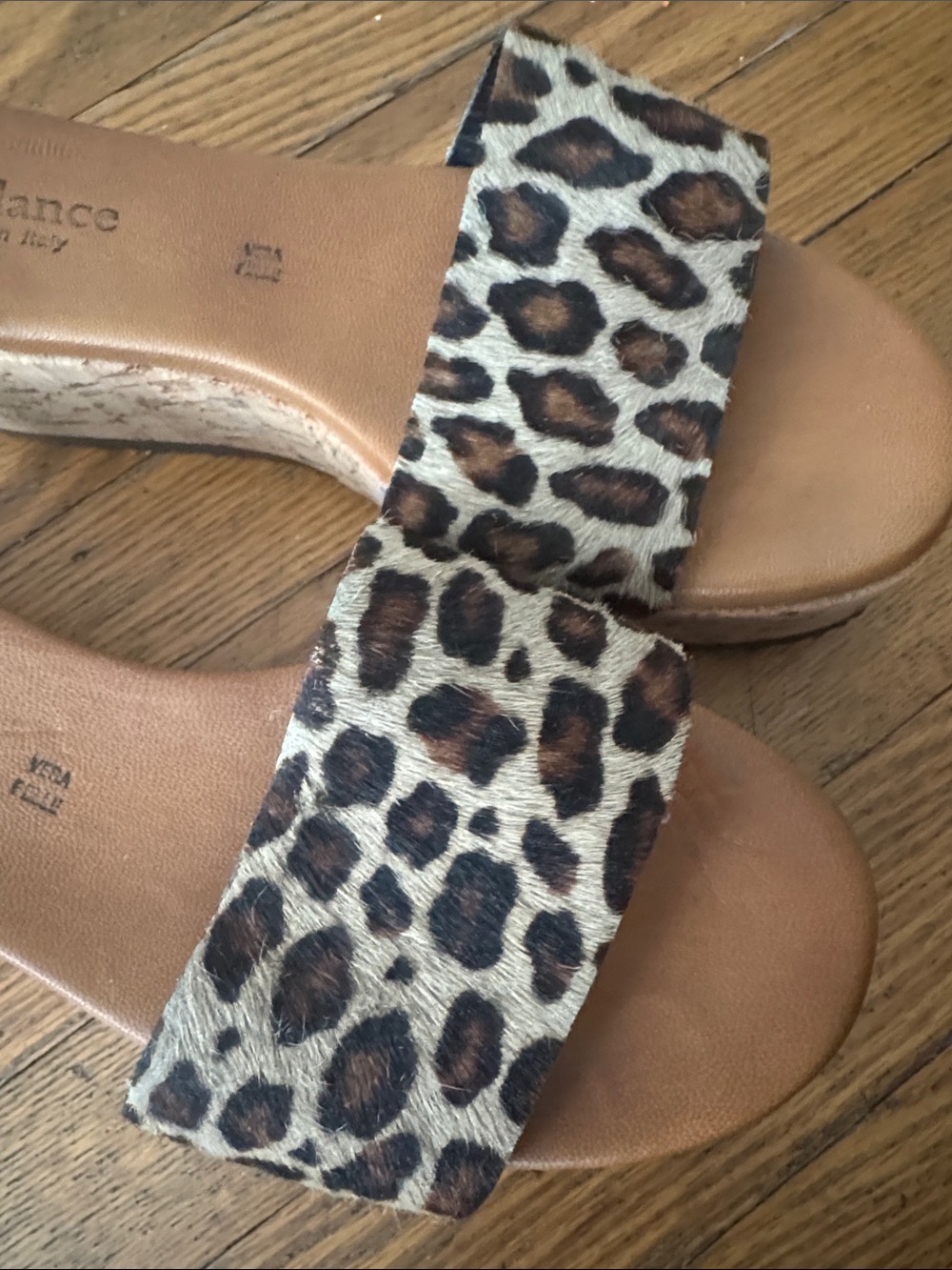 Sundance Leopard Haircalf Slide Sandals - Brown/Tan - Picture 4 of 5